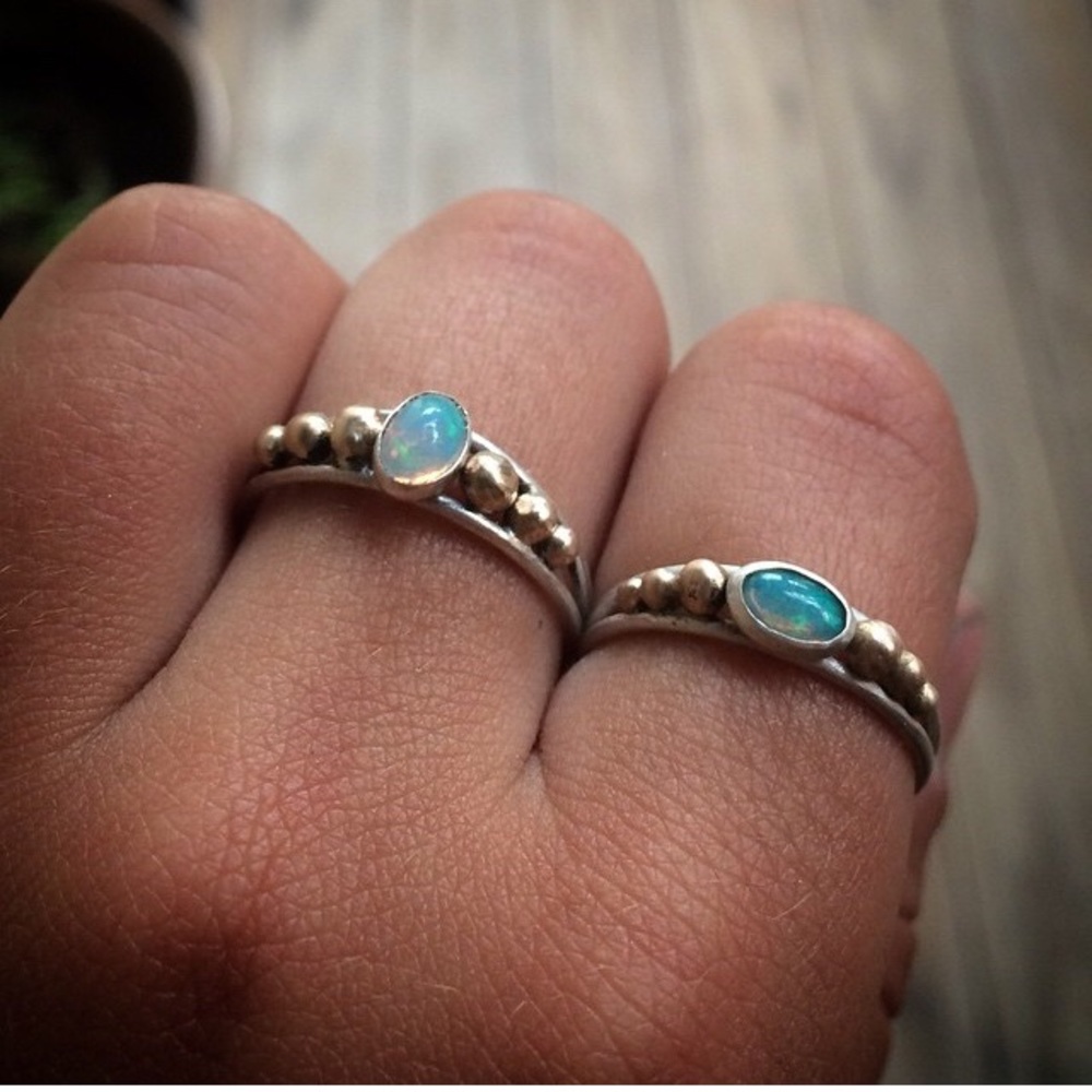 Opal ring 14k gold and sterling silver
